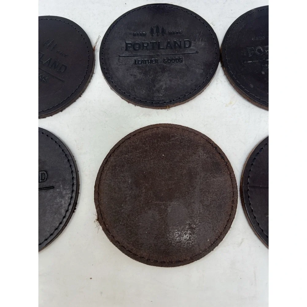 Portland Leather Goods Leather Coaster Set 6 Coasters &‎ Storage Strap
